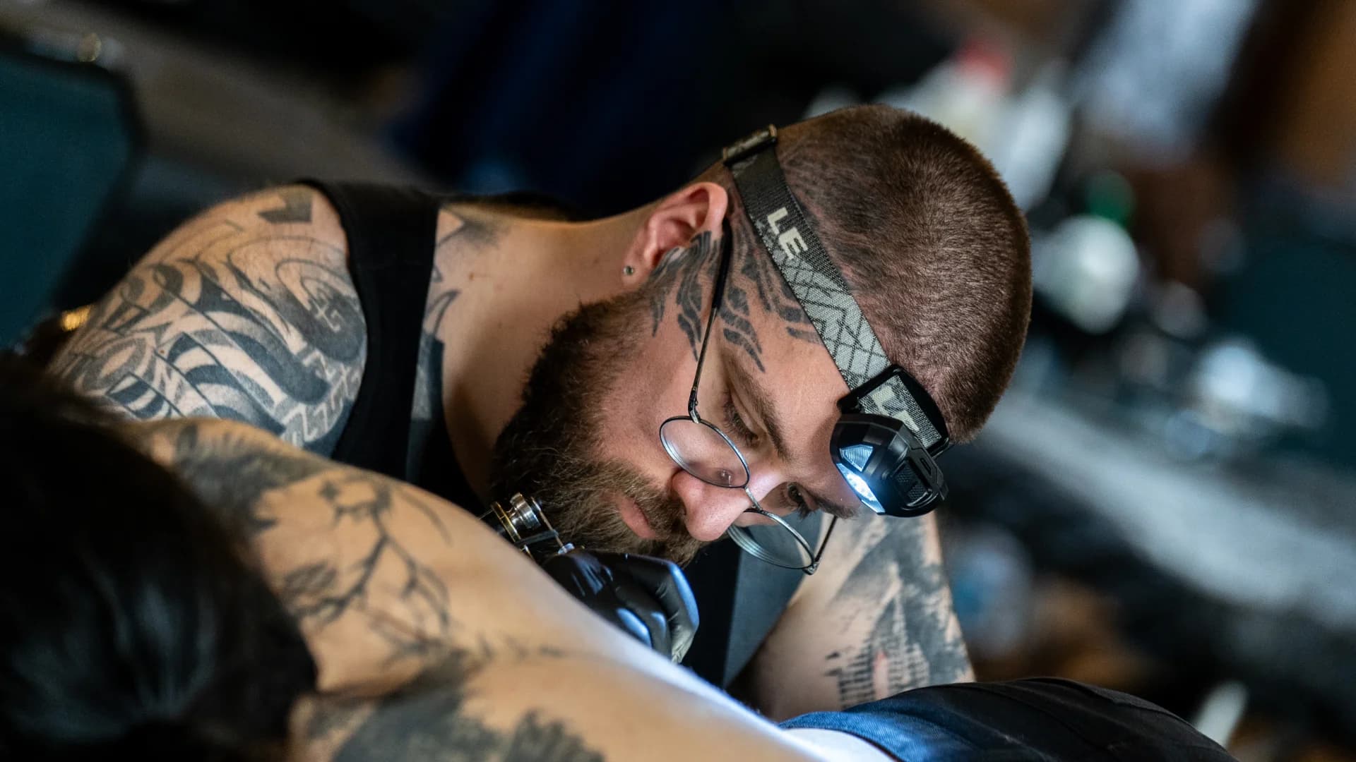Nordic tattoo artist at work